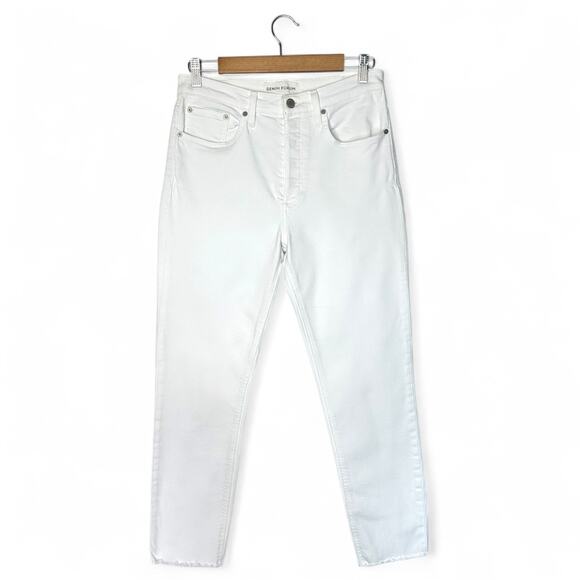 Denim Forum Aritzia Women's The Yoko High Rise Slim Ankle Fray Jeans 29 White - Picture 1 of 11